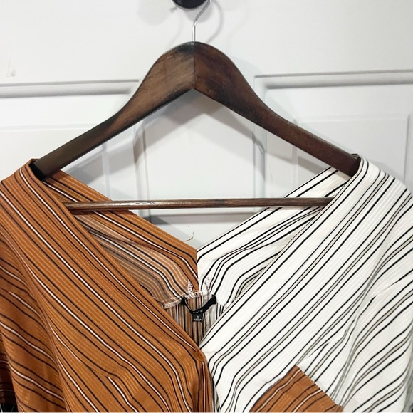 Fate Striped Colorblock Button Down Shirt Womens Size Small Boho Patchwork NWT - Picture 2 of 8